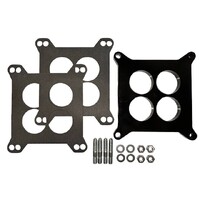 1/2" 4 Hole Spacer, Carburetor adapter, Phenolic / Composite, square bore, 4-barrel Holley, 4150 Base, Black