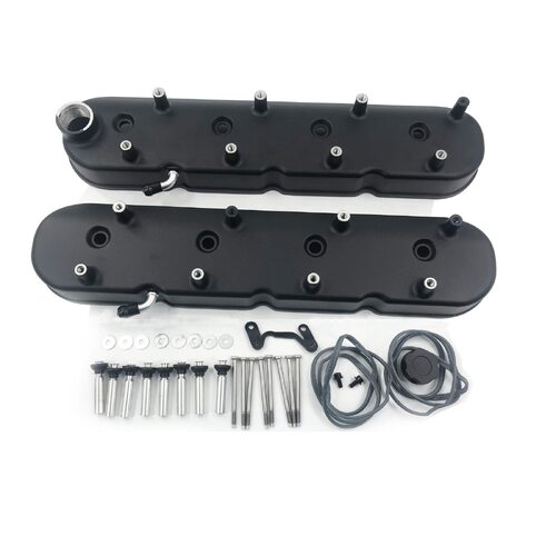 Black Valve Rocker Covers with Coil mounts and filler oil cap screw in  GM LS LS1 LS2 LS3 L98 5.7L 6.0L 6.2L