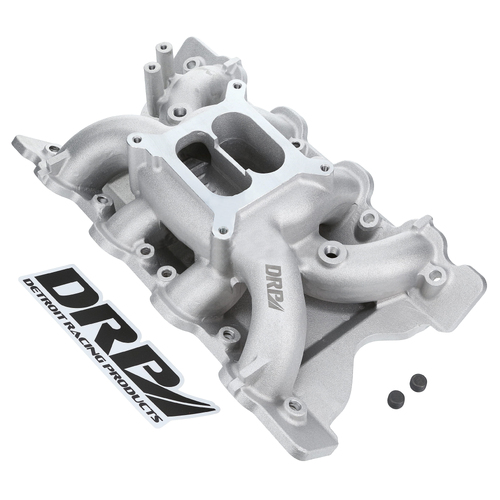 Polished FORD 2V Cleveland 351C Intake Inlet Manifold Dual Plane, Air Gap type - Slotted Bolt Holes