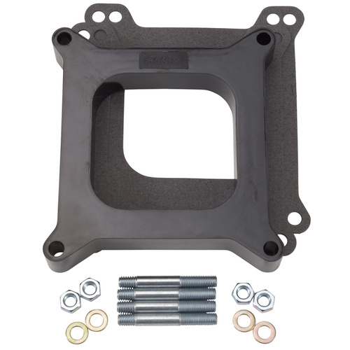 1" Open Black Phenolic Spacer, adapter, Carb adapter, Carburetor adapter, standard flange, square-bore. 4-barrel, 4150 