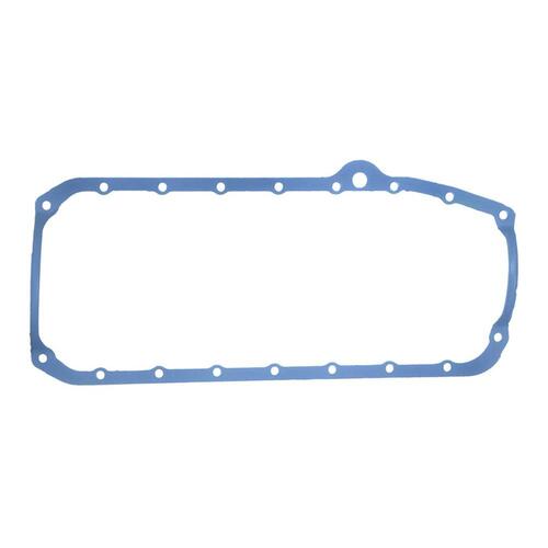 SBC CHEVY OIL SUMP PAN GASKET KIT 1 Piece Dual Dipstick Blue Silicone Rubber. 