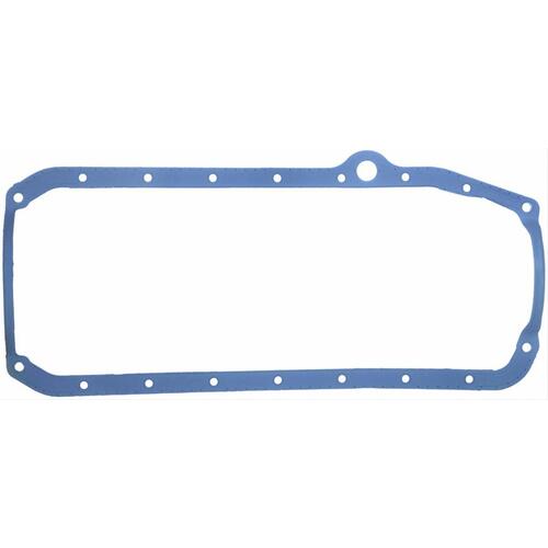 SBC 350 OIL SUMP PAN GASKET KIT 1 Piece L/H Dipstick, Blue Silicone Rubber, Small Block Chevy,